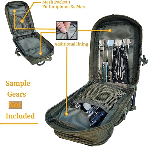 Miniatura 5 de Paquete de 2 bolsas tácticas Molle Utility, mini bolsa para cinturón EDC bolsa táctica para teléfono, bolsa de herramientas de administración al