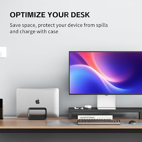 Miniatura 5 de Soporte vertical para computadora de escritorio, soporte de plástico para laptop con protección de silicona, compatible con todos los