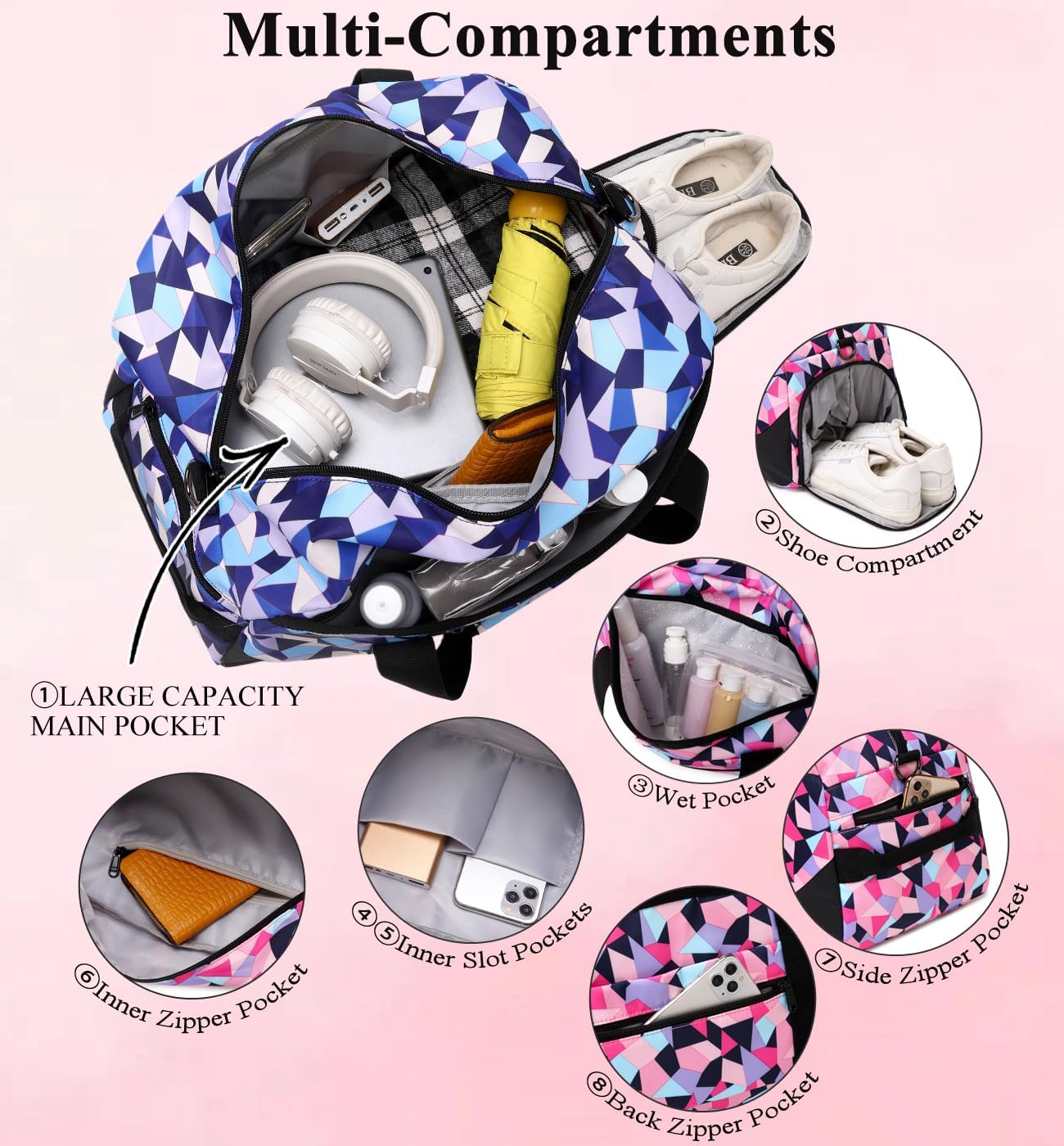 DSIUE Kids Duffle Bag Girls Sports Gym Bag, Small Weekender Overnight Bags Carry On Travel Duffel for Women Teen Girls - Image 4