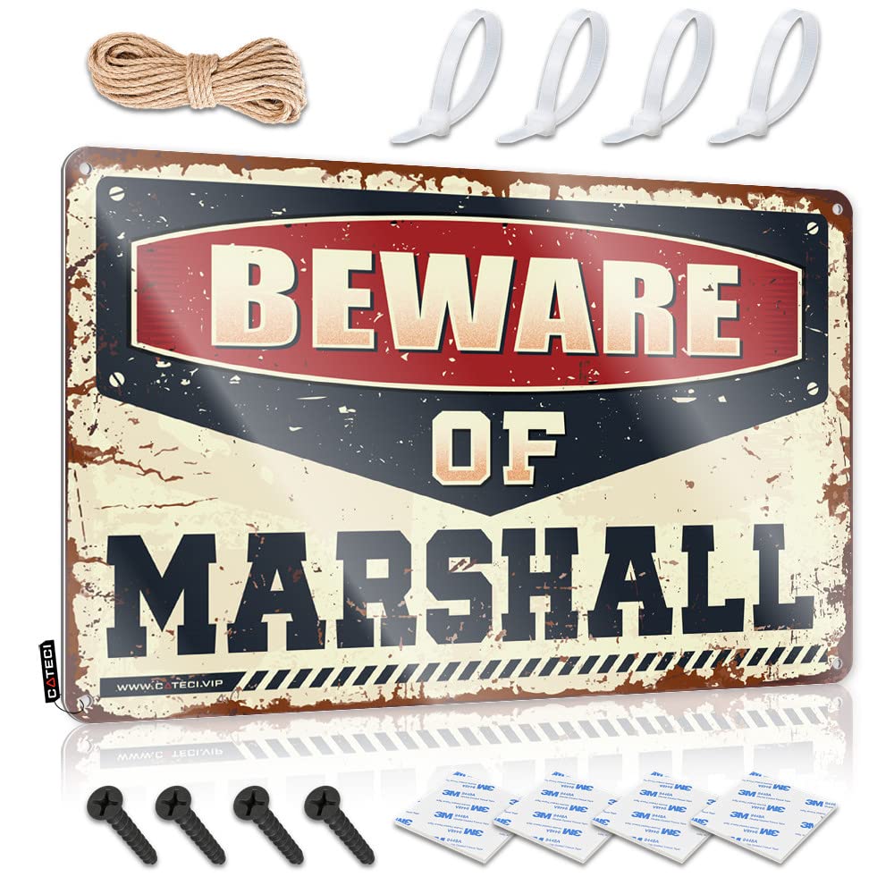 KLIMORA Funny Signs For Home Bar Beware Of Marshall Tin Sign Tin Sign Wall Decor Funny Camping Signs(30X40CM)