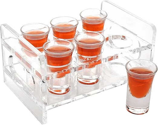 Amazon.com | D&Z Shot Glass Holder, 6 Heavy Base Crystal Clear Liquor Shot  Glasses for Whiskey Vodka Rum Cocktail Tequila, Shot Glass  Stand/Rack/Serving Tray Set for Bar,Pub,Party,Nightclub [ 1 oz. Each Glass  ]: