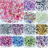 Vista 3 de Tingoons - Diamantes de imitación mixtos con parte trasera plana de 0.76 a 0.39 pulgadas, perlas semicirculares para manualidades, vasos, zapatos