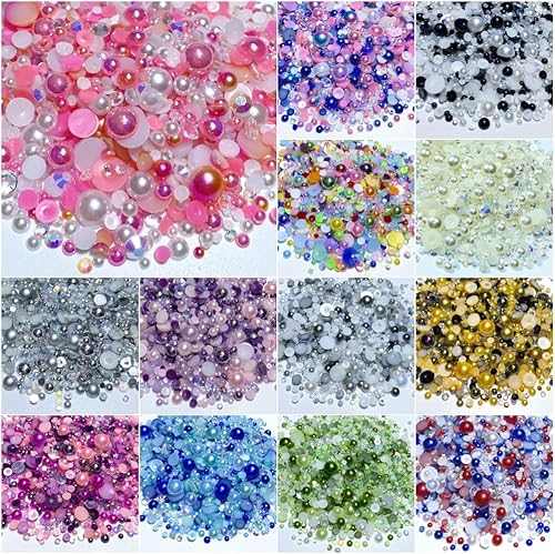 Miniatura 3 de Tingoons - Diamantes de imitación mixtos de 1.76 a 0.39 pulgadas, perlas semicirculares para manualidades, vasos, zapatos, ropa, álbumes de