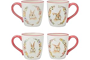 Certified Easter Garden Mugs 20 Ounce Celebration Dinnerware Country Bunny Floral Rooster Tableware