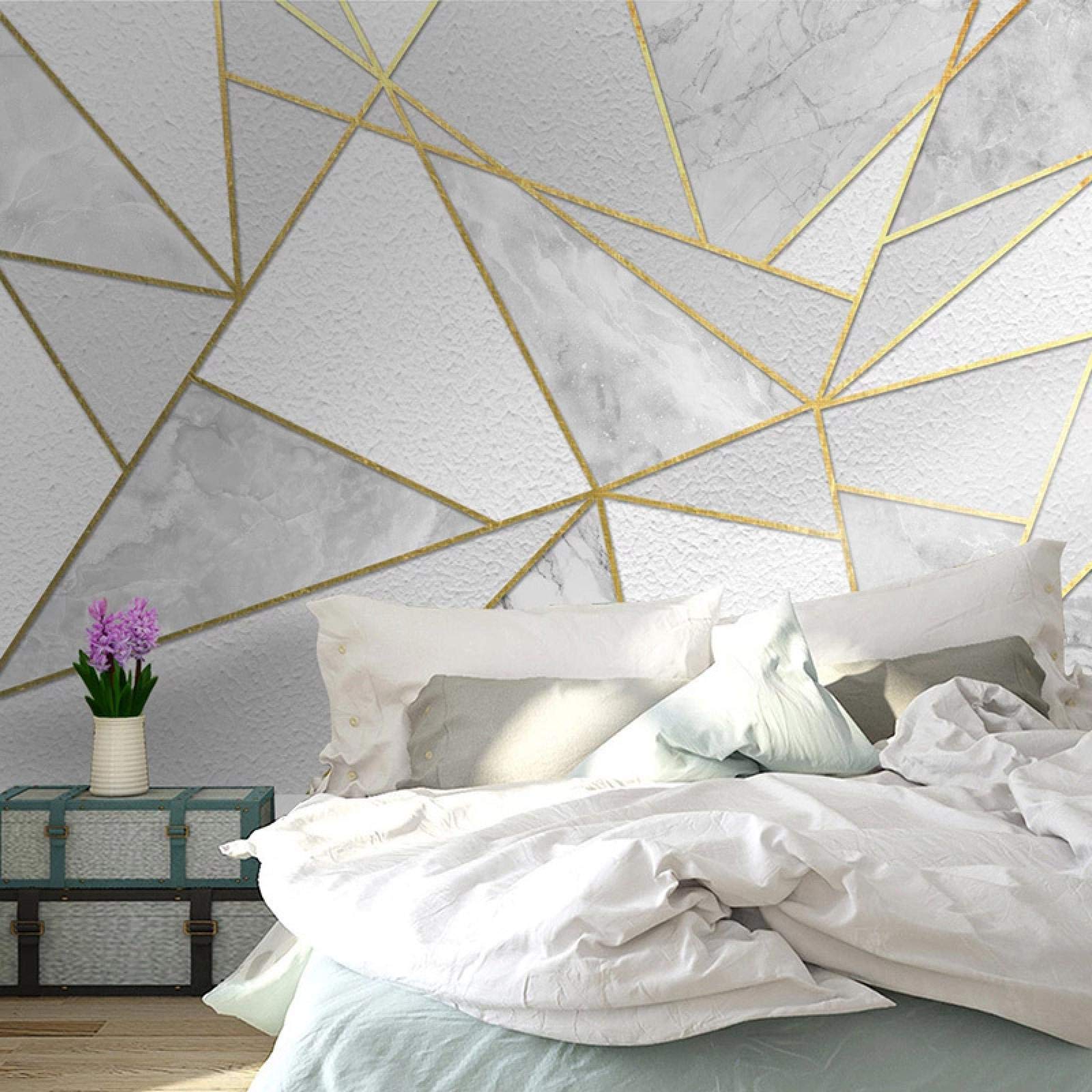 Papier peint mural en marbre blanc texturé 3D à décoller et à