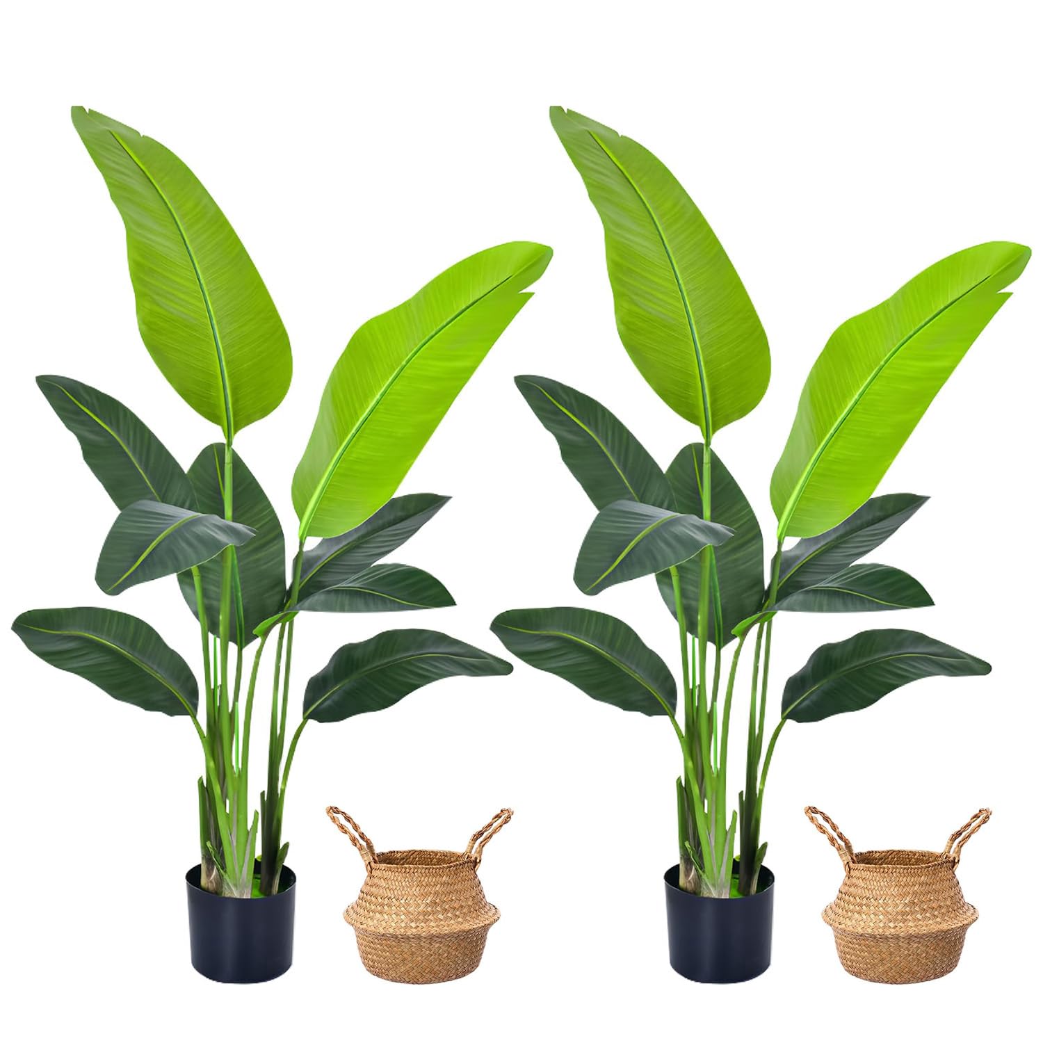 Planta Artificial de pájaro del paraíso de 120 cm Palmera Tropical Artificial con 9 Hojas Plantas Artificiales en Maceta para Interior Exterior hogar salón Oficina jardín decoración (2)