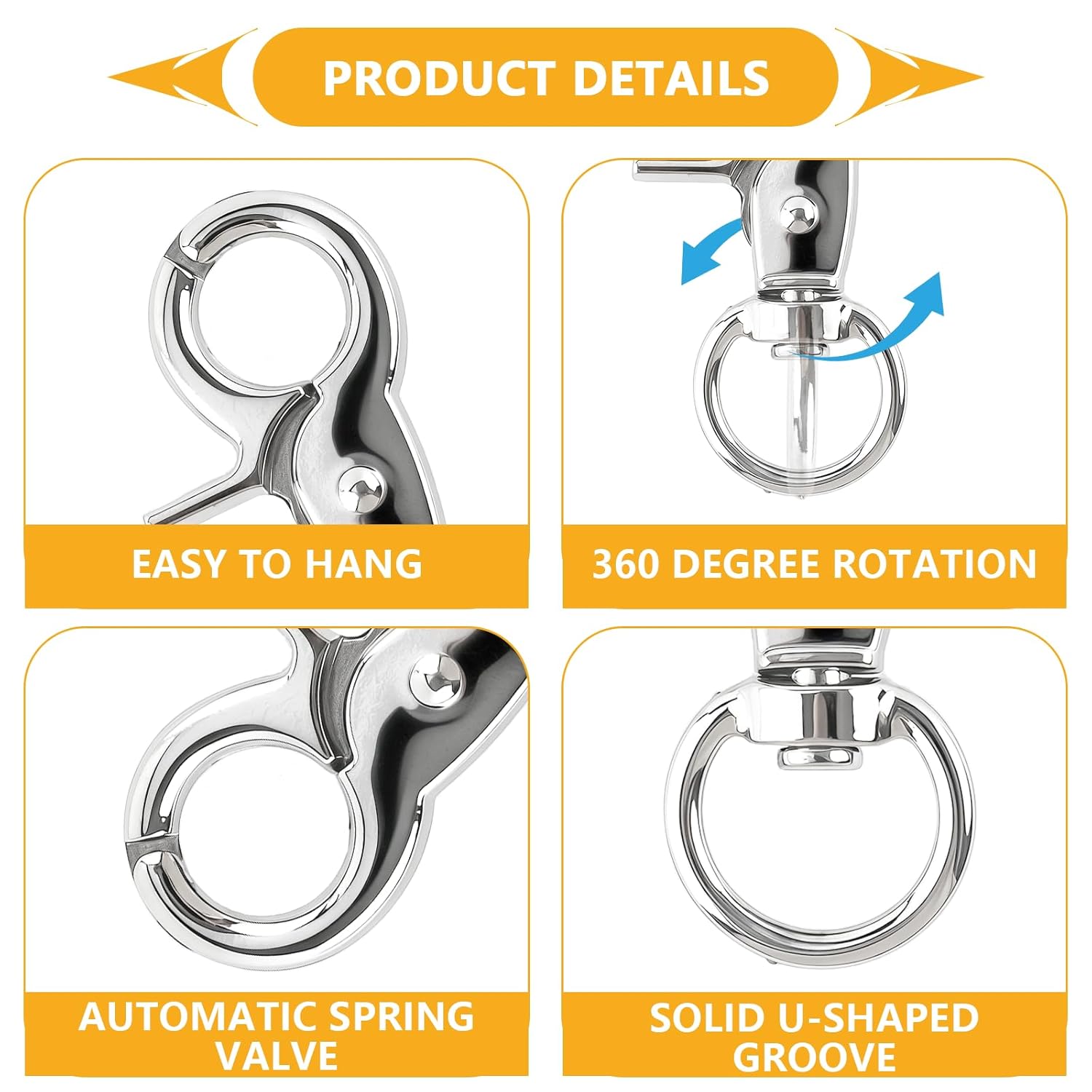 36PCS Trigger Snap Hooks 2.32'' x 0.82'' Heavy Duty Swivel Snap Hooks Metal Clasps Lanyard Clips Durable Trigger Snaps for Pet Cage Key Chains Dog Leash - Image 4