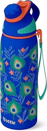 Miniatura 11 de Ottle Reef Roamer - Botella de agua de acero inoxidable, frasco aislado de 34 onzas con tapa a prueba de fugas, sin BPA y asa de transporte, botella