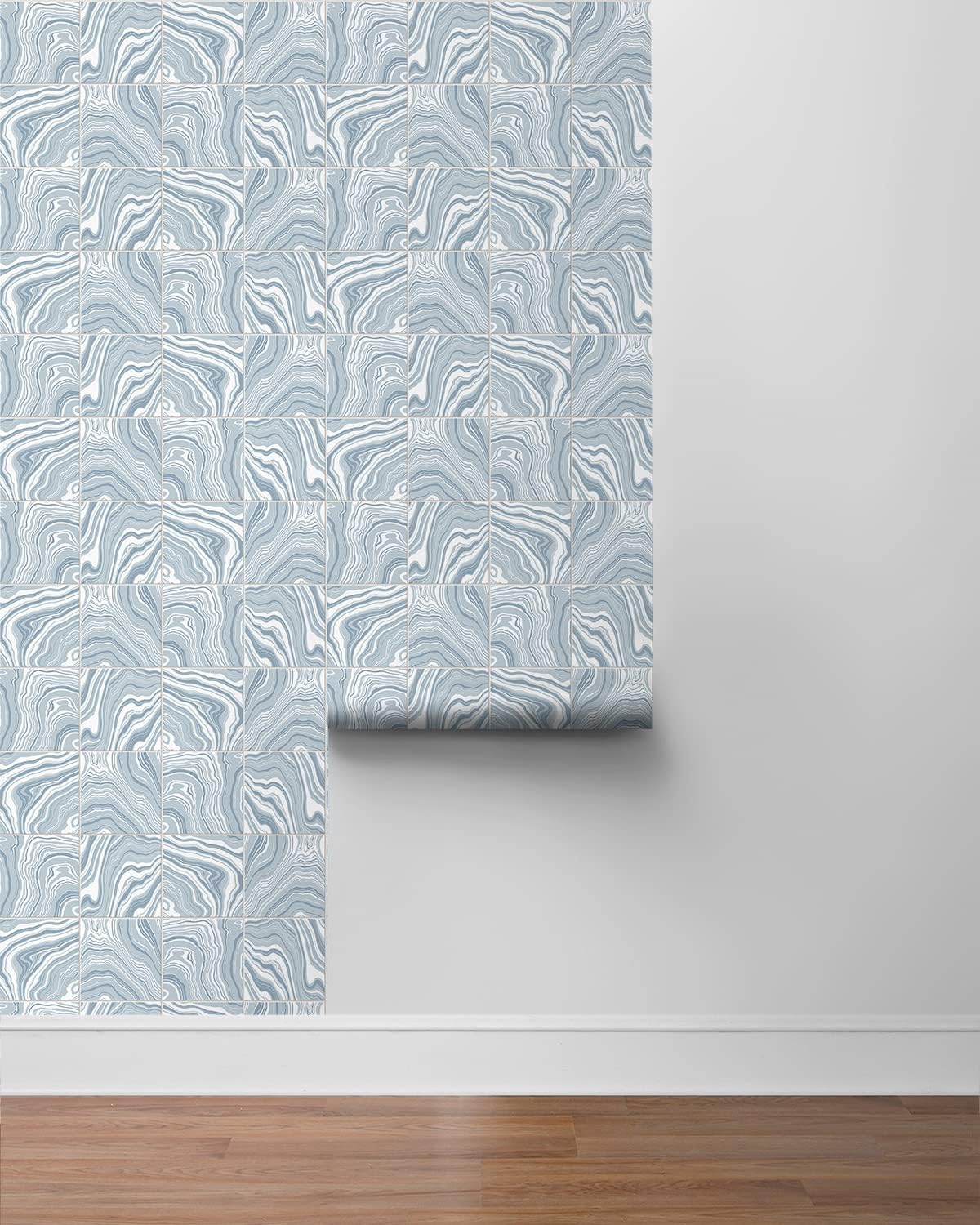 Lillian August Luxe Haven Faux Marble Tile Peel and Stick Wallpaper (Lakeside), 20.5 in. W x 18 ft. L (LN30612)