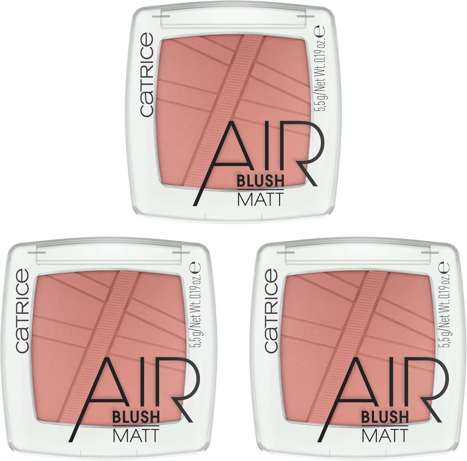 Catrice AirBlush Matt, Blush, No. 130 Spice Space, Red, Long-Lasting, Instant Result, Matte, Natural, Vegan, Microplastic Particles-Free, Nano Particles Free, Pack of 3 (3 x 5.5 g)