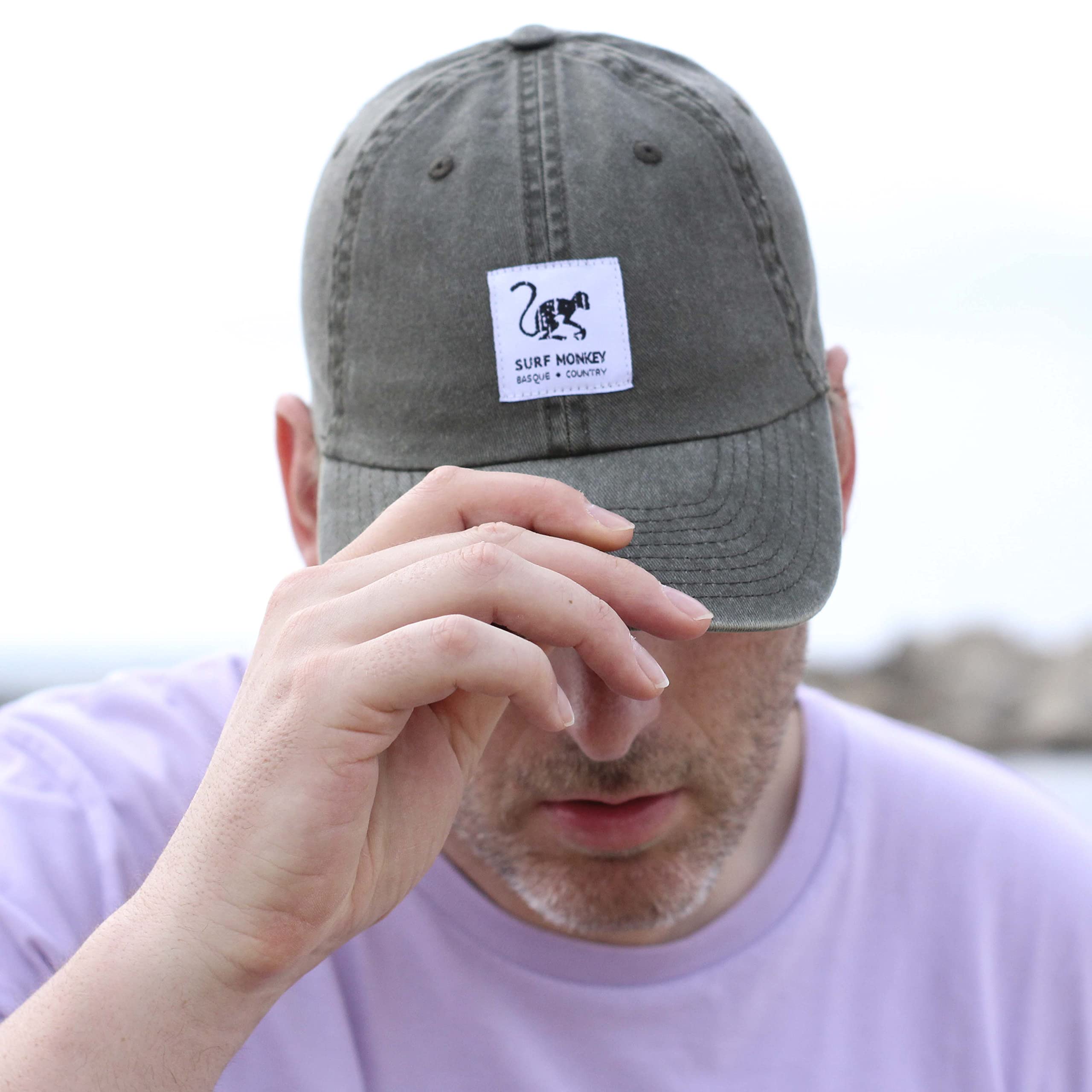 DRESSED IN MUSIC PLAY WITH ME Berretto Baseball Classic Surf Monkey® – Berretto Dad in cotone senza struttura – Look invecchiato