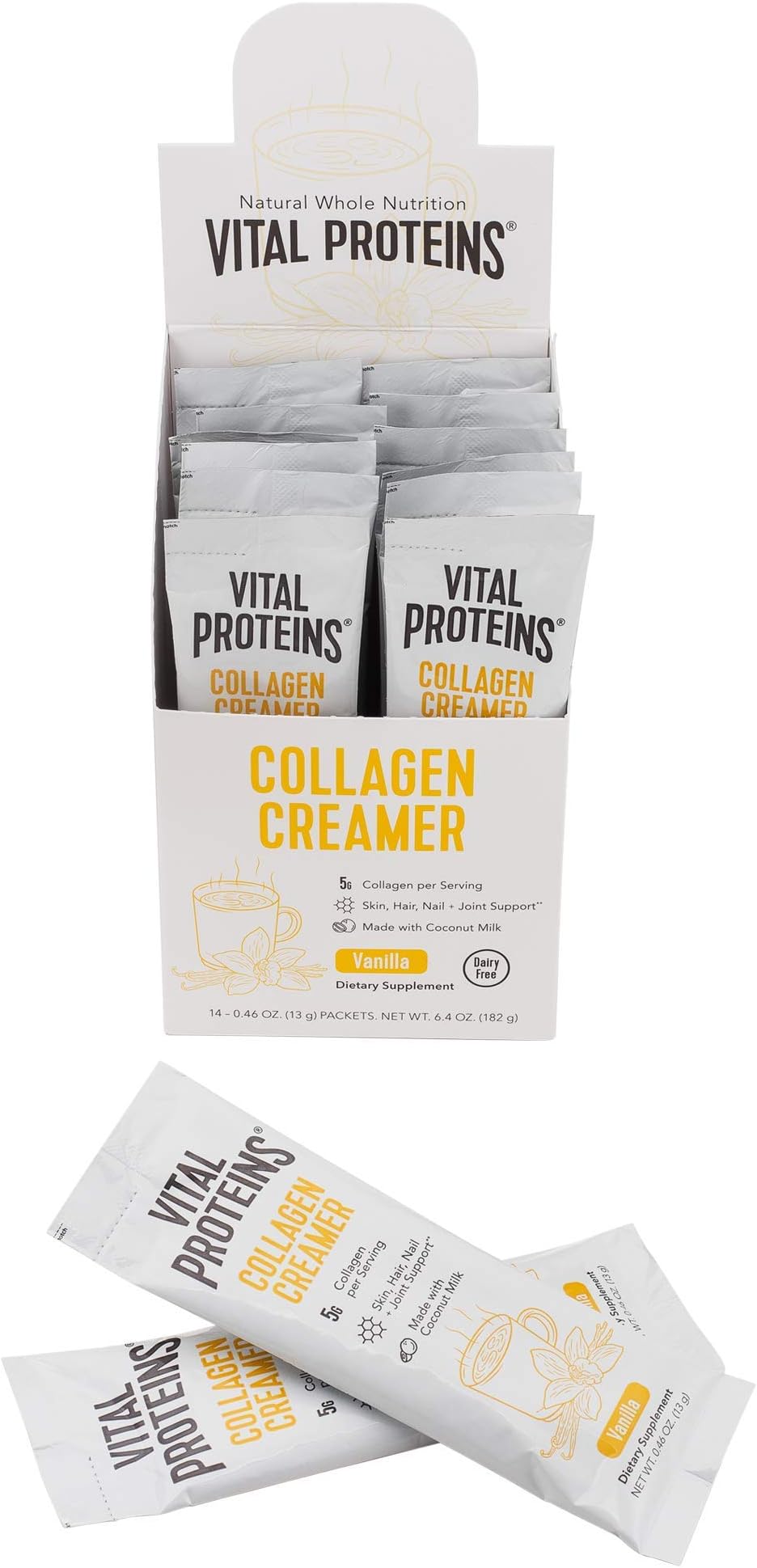 Vital Proteins Collagen Creamer, No Added Sugar, Kosher & Paleo Friendly, Gluten Free, 0.46 Ounce (Pack of 14)