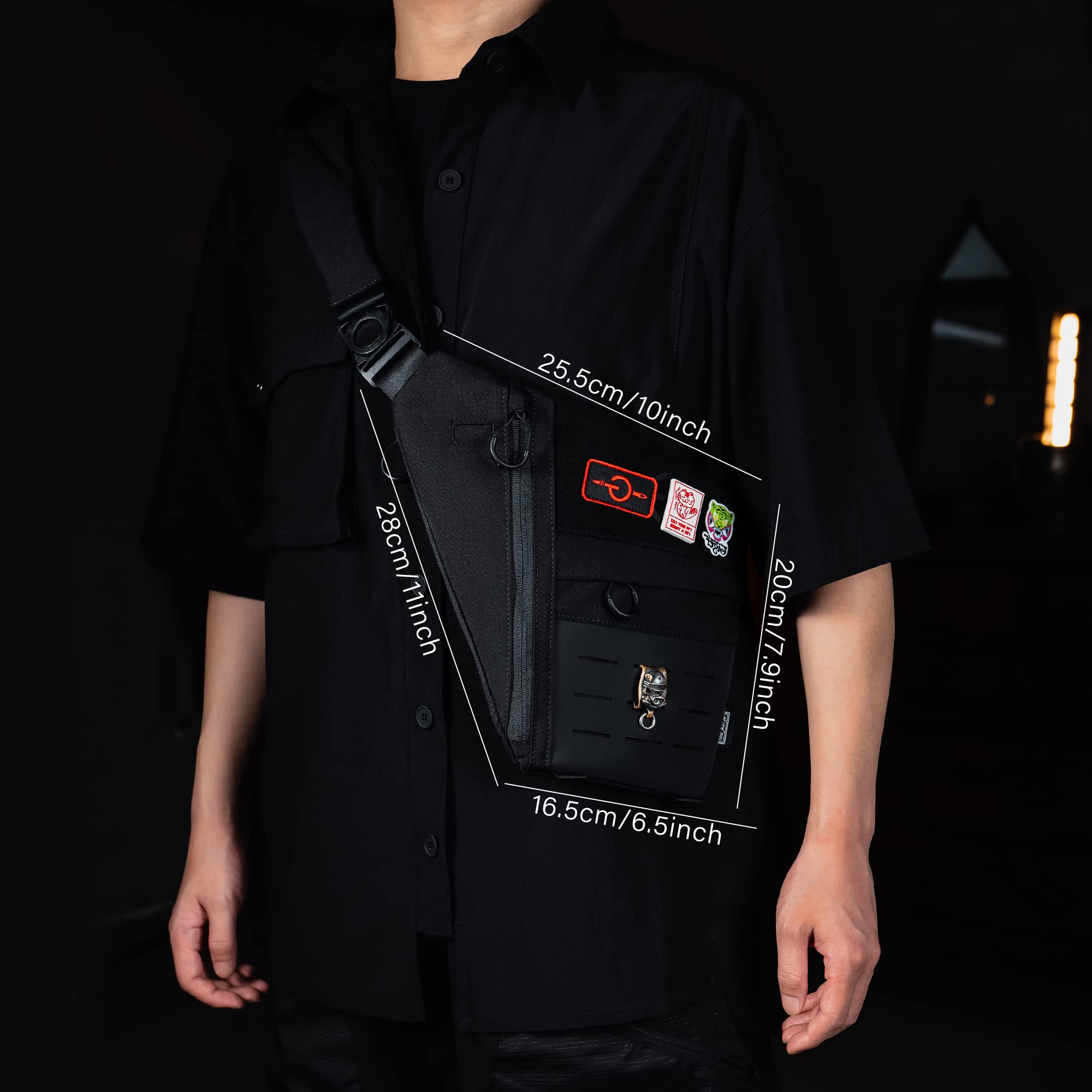 TACTICAL_GEEK Cache L1 Borsello Uomo Tracolla Multiscomparto Impermeabile Tracolla Uomo Antifurto Spalla Petto Borsa a Tracolla Unisex per Il Lavoro, i Viaggi, L'uso Quotidiano Marsupio Uomo Tracolla