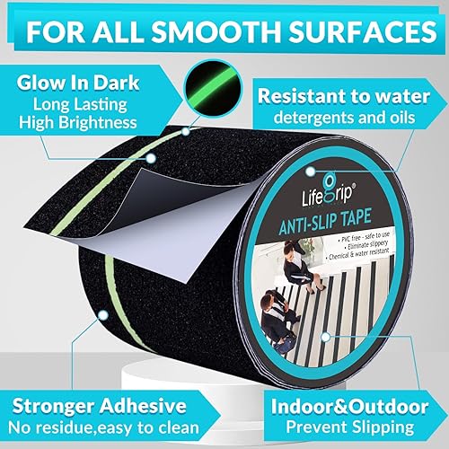 Miniatura 110 de Cinta de tracción antideslizante, 12 pulgadas x 30 pies, mejor agarre, fricción, adhesivo abrasivo para escaleras, peldaños en pisadas, interiores