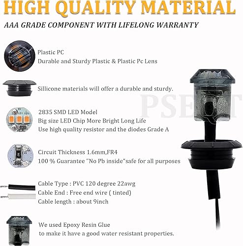 Miniatura 5 de PSEQT Luces LED de marcador de remolque de 34 pulgadas, indicadores de holgura lateral, luz trasera, impermeable, para remolque, camión, autobús,