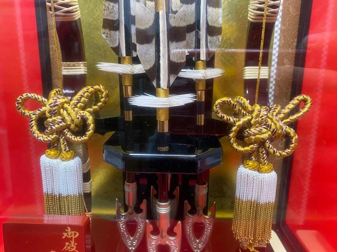 東京久月 家紋付破魔弓ガラスケース10号間口約31 奥行約20 高さ約39