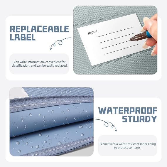 4 Pack B4 Waterproof Document Bag with Handle, Double Pocket Zippered Canvas File Bag Pouch Document Holder, with Card Pocket for Paper Book Project Office Travel, B4