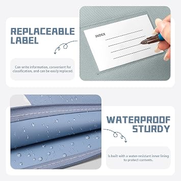 4 Pack B4 Waterproof Document Bag with Handle, Double Pocket Zippered Canvas File Bag Pouch Document Holder, with Card Pocket for Paper Book Project Office Travel, B4