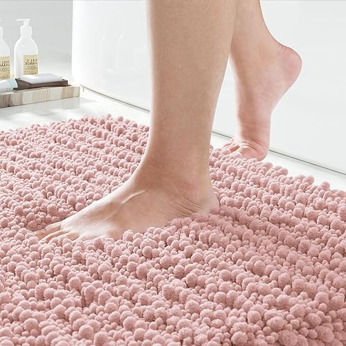Miniatura 49 de Yimobra Alfombras de baño grandes antideslizantes lavables de 36 x 24 pulgadas, tapete de baño de chenilla ultra suave y absorbente, alfombra de