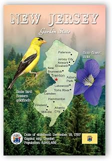 NEW JERSEY MAP postcard set of 20 identical postcards. NJ state map post cards. Made in USA.