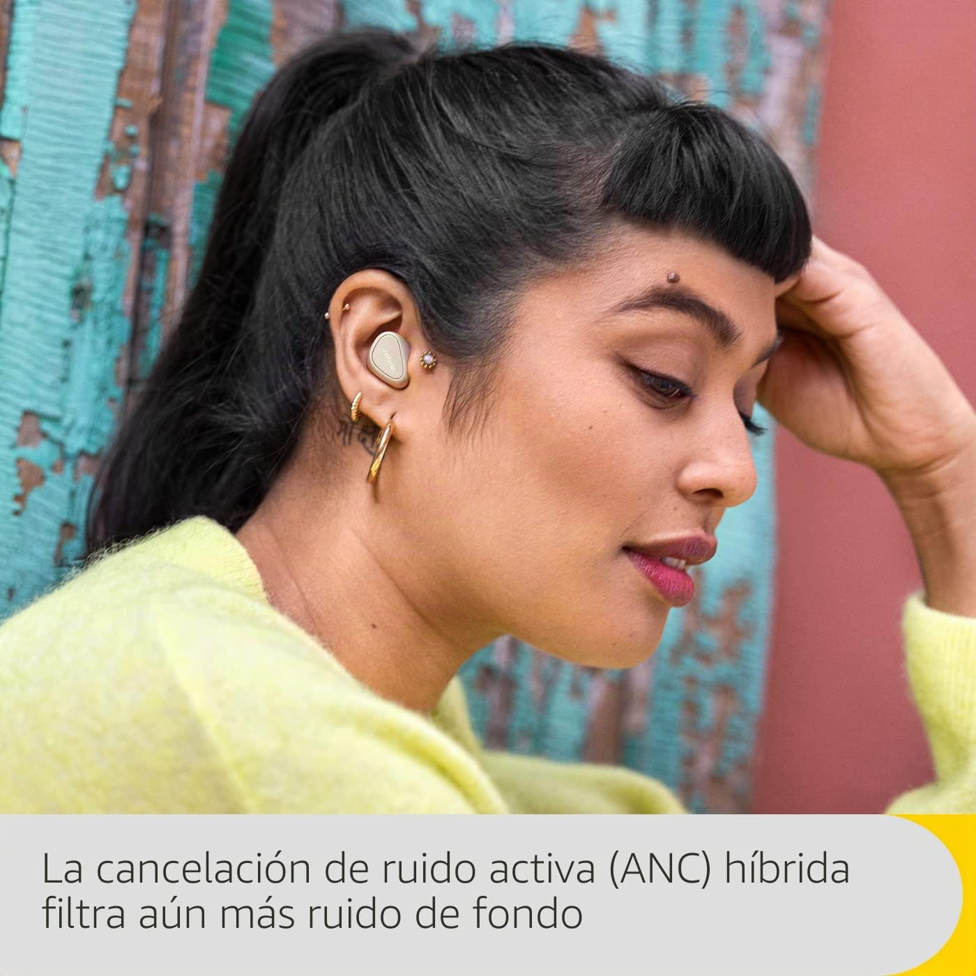 Jabra Elite 5 True Wireless Auriculares Bluetooth Inalámbricos con Cancelación Activa de Ruido (Car) Híbrida, 6 Micrófonos, Ajuste Ergonómico y Altavoces de 6 mm - Hechos para iPhone - Beige Oro