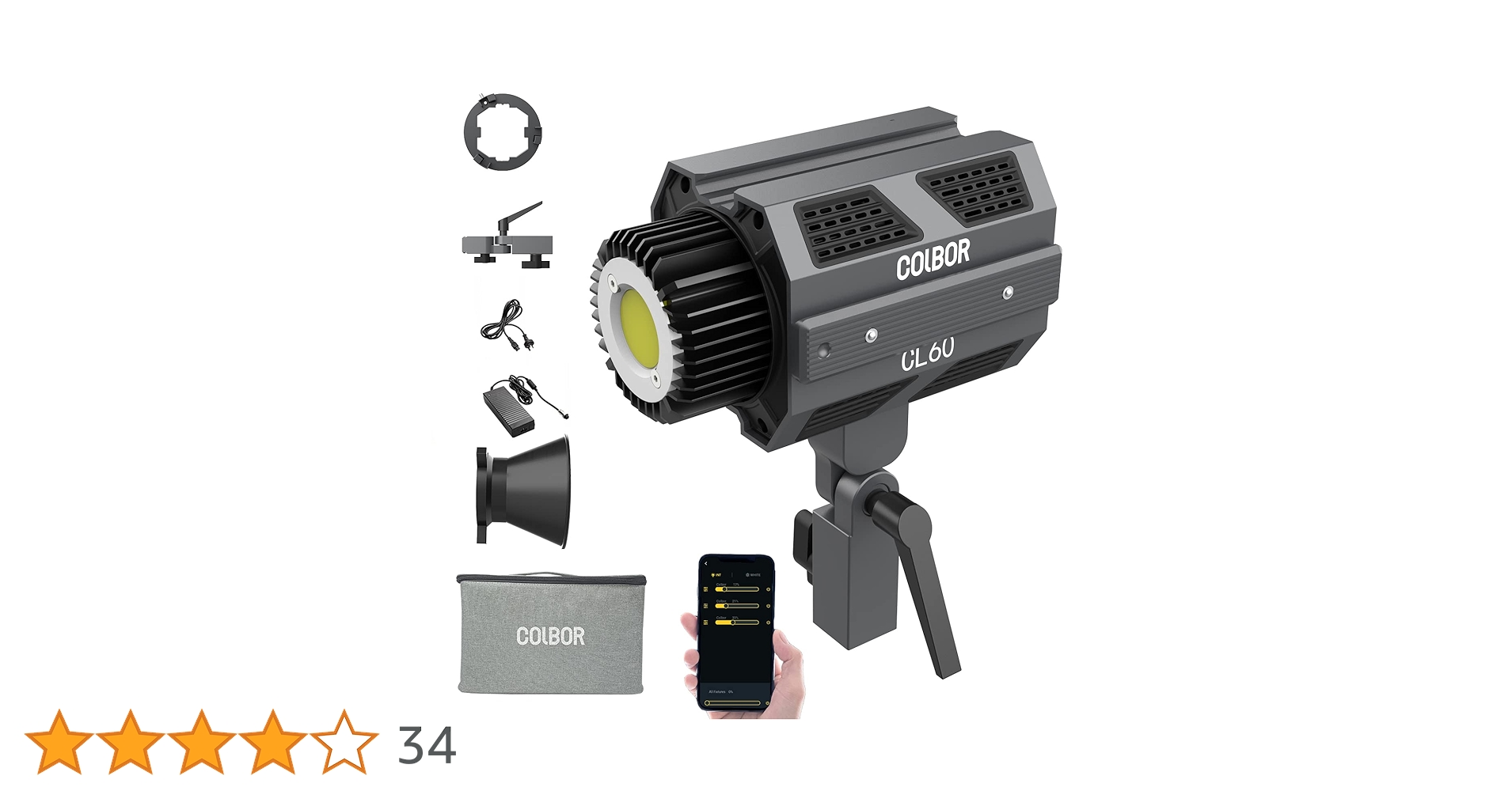 新品未使用　COLBOR CL60M 撮影ライト Amazon | Moman 撮影用ライト, COLBOR CL60 超軽量 作業出力80W 色温度