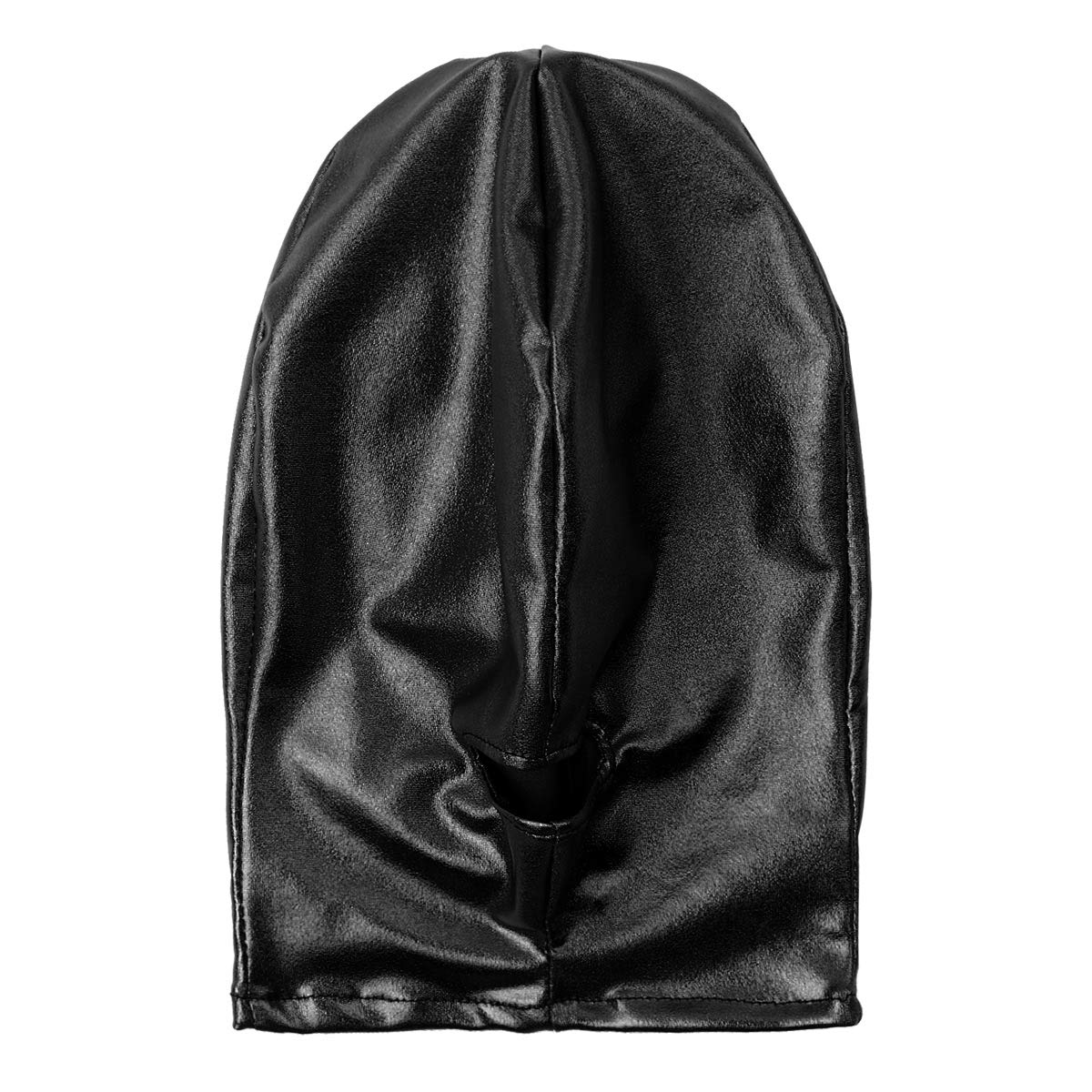 Vxuxlje Unisex Latex Lucido Metallico Bocca Aperta Traspirante Cappuccio Maschera Viso Copricapo Costume Cosplay