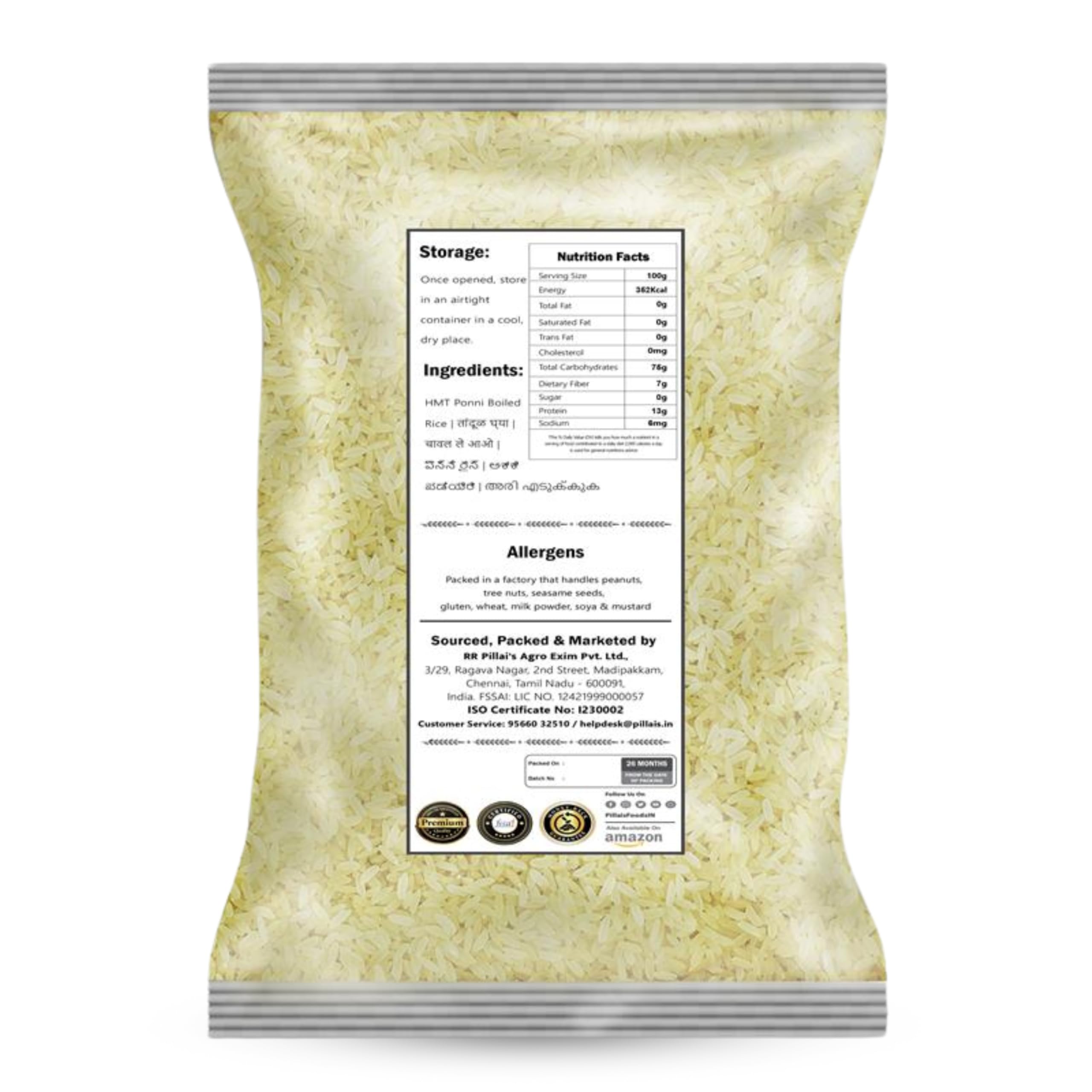 RR PILLAI'S HMT Ponni (Boiled Rice) - 2kg Fluffy & Aromatic - Image 2 thumbnail