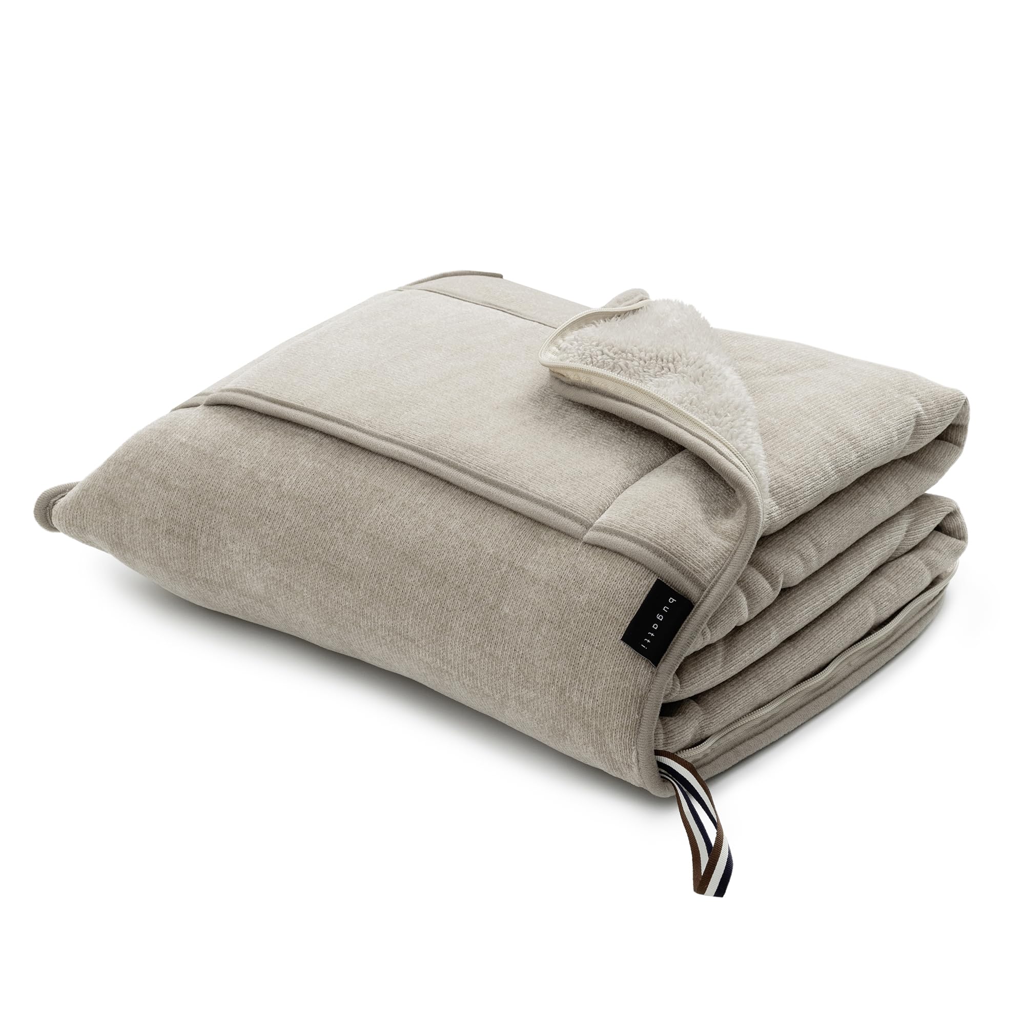 bugatti Coperta da viaggio, 130 x 150 cm, cuscino da viaggio con coperta, morbida e calda, coperta da aereo, beige