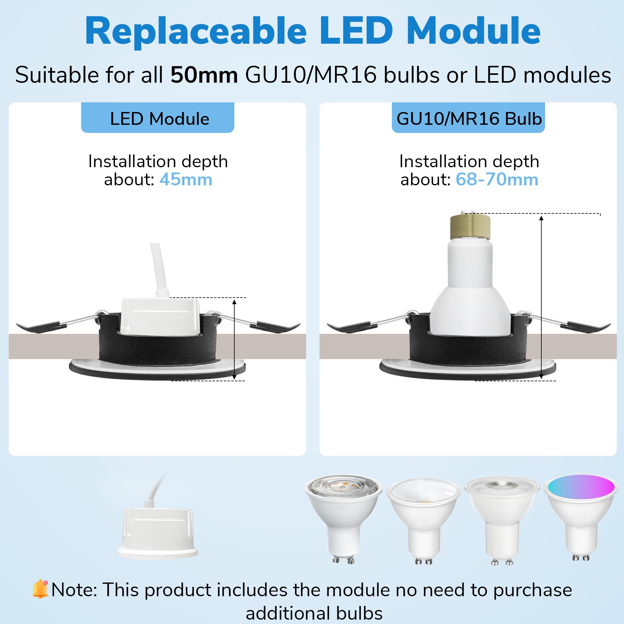 LED Einbaustrahler 230V Dimmbar IP65, 6W 3CCT 3000K/4000K/6000K LED Spots Deckenleuchte, Einbauleuchten 58-75mm Lochmaß Ultra Flach Einbauspots, Deckenspots für Badezimmer, Schwarz 6er Set