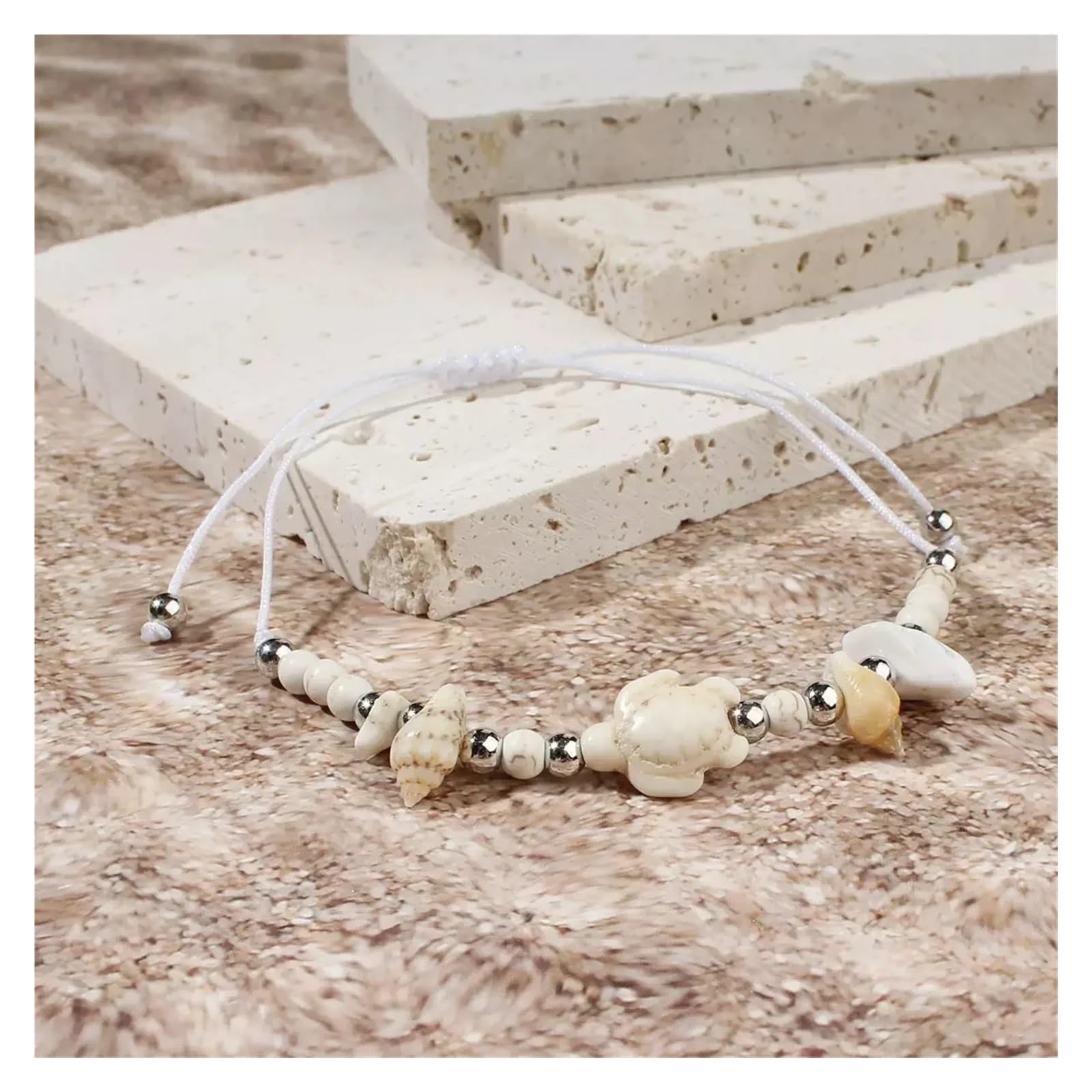 Pulseras de playa 12 Uds. Pulsera de cuentas concha tortuga marina turquesa blanca, traje pulsera la Amistad for hombres y mujeres playa verano