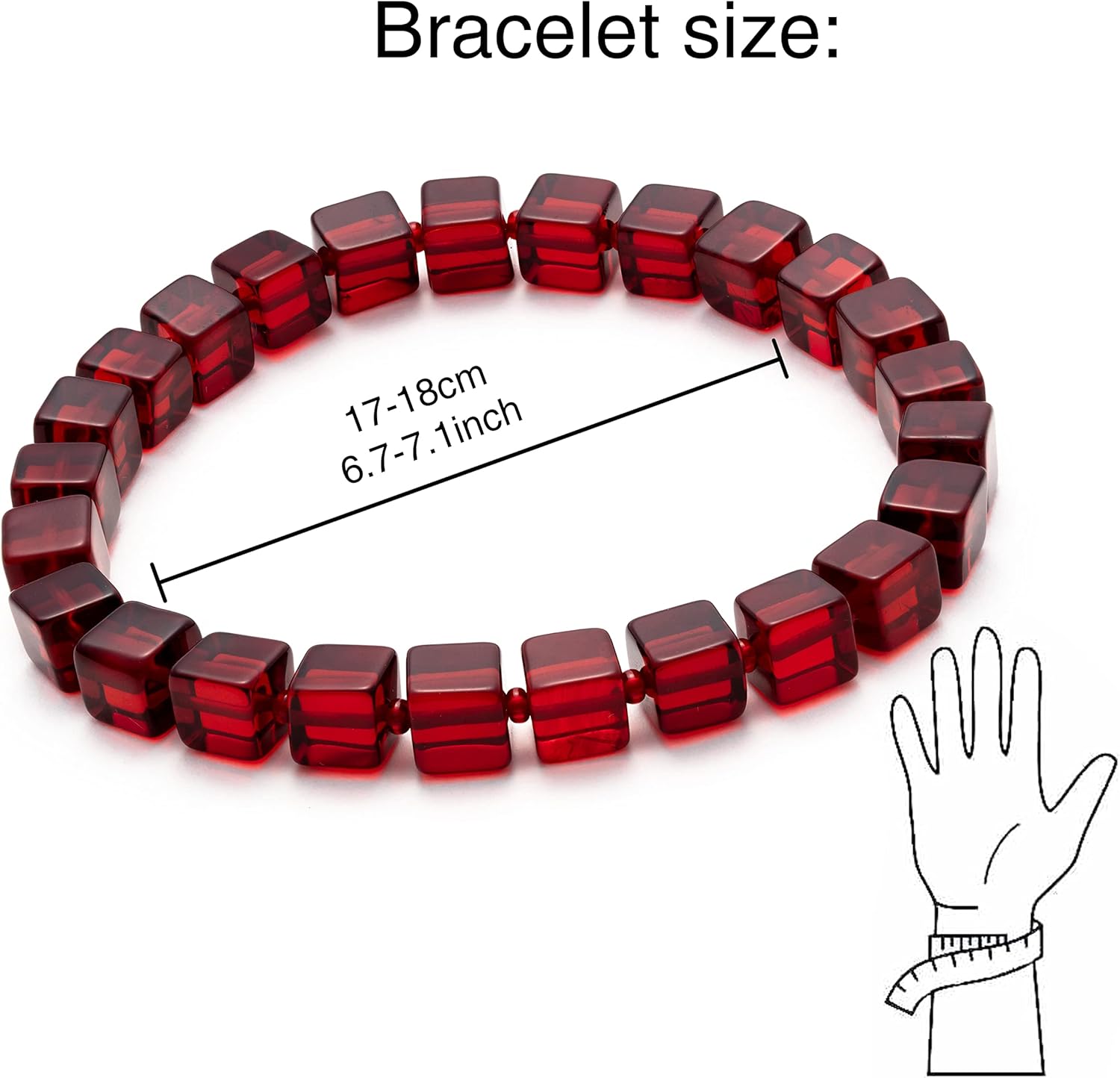 Natural Baltic Amber Bracelet for Women and Men – Stretch Wristband with Polished Cube Beads, Lightweight Unisex Jewelry Gift for Daily and Casual Wear - Image 2