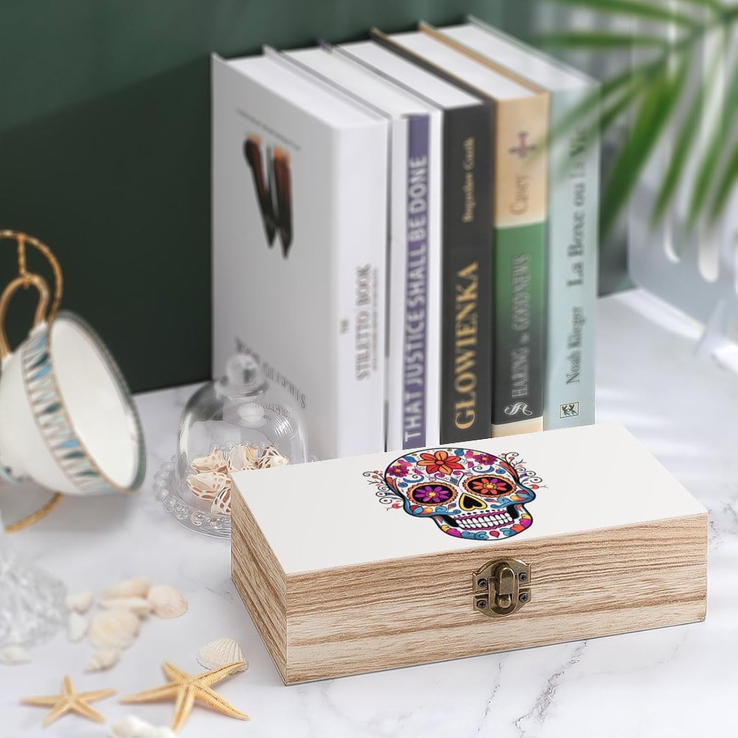 Vintage Wooden Storage Box with Front Clasp Keepsake Box with Lid image 4