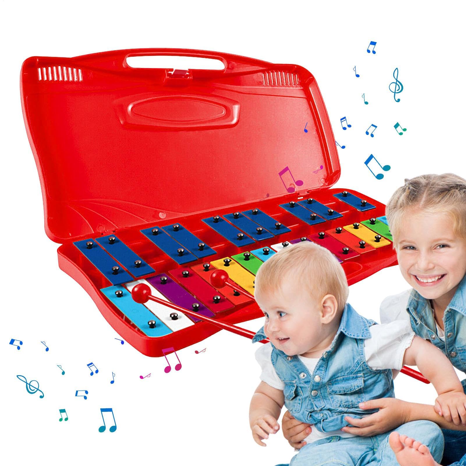 Xilofono professionale Glockenspiel cromatico - Xilofono in metallo da 25 | Note per bambini, strumento di illuminazione musicale in alluminio per Pasqua, Ringraziamento, festività, anno
