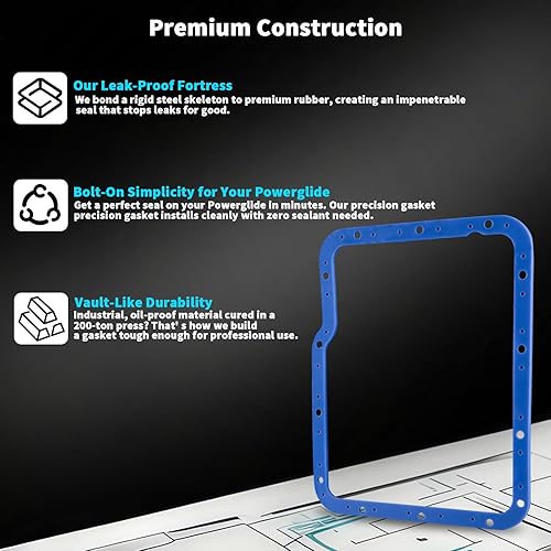 Miniatura 4 de 93100 Junta de cárter de aceite de transmisión para Powerglide  Se adapta a Moroso 42000 y 42001  No necesita sellador, diseño de acero y goma
