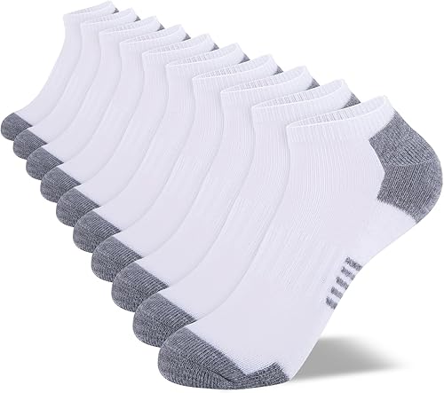 Miniatura 7 de Comfoex 10 pares de calcetines de tobillo de corte bajo para niños de 8-10, 4-6, 6-8 años, calcetines deportivos cortos con suela acolchada