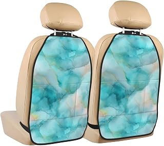 Cloudlike Alcohol Ink Flow in Pastel Ocean Car Seat Back Kick Protectors,2 Pack Kick Mats with Storage Pockets for Vehicles to Protect from Dirt Mud Scratches