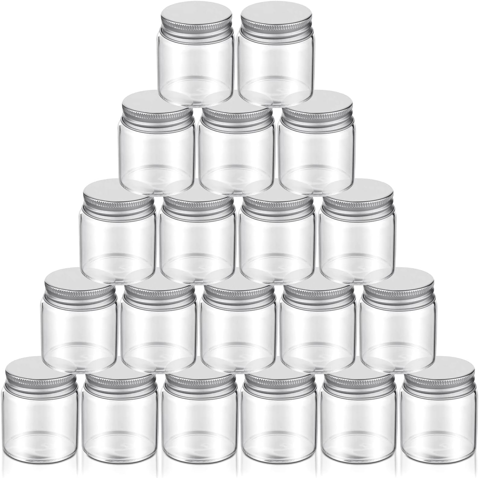 20 Pcs 1.6 oz Mini Mason Glasses Jar with Lids Small Spice Bottle for Honey Jam Jelly Kitchen DIY Wide Mouth Clear Airtight Canning Jars Food Container Wedding Shower Party Favor