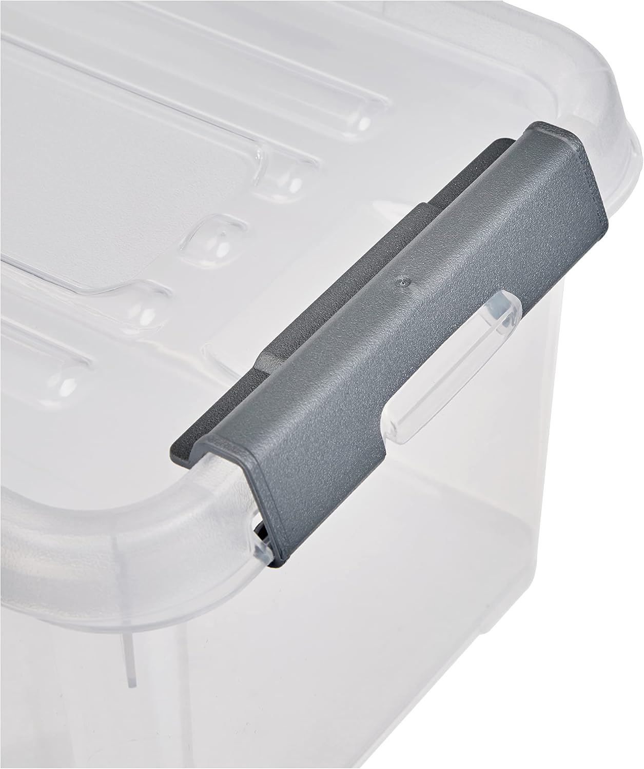Curver Storage Box Handy Plus with lid 6L in Transparent/Silver, 29.5 x
