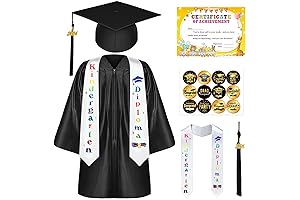 8 Pcs 2024 Kindergarten Graduation Cap and Gown Set with Accessory for Kids