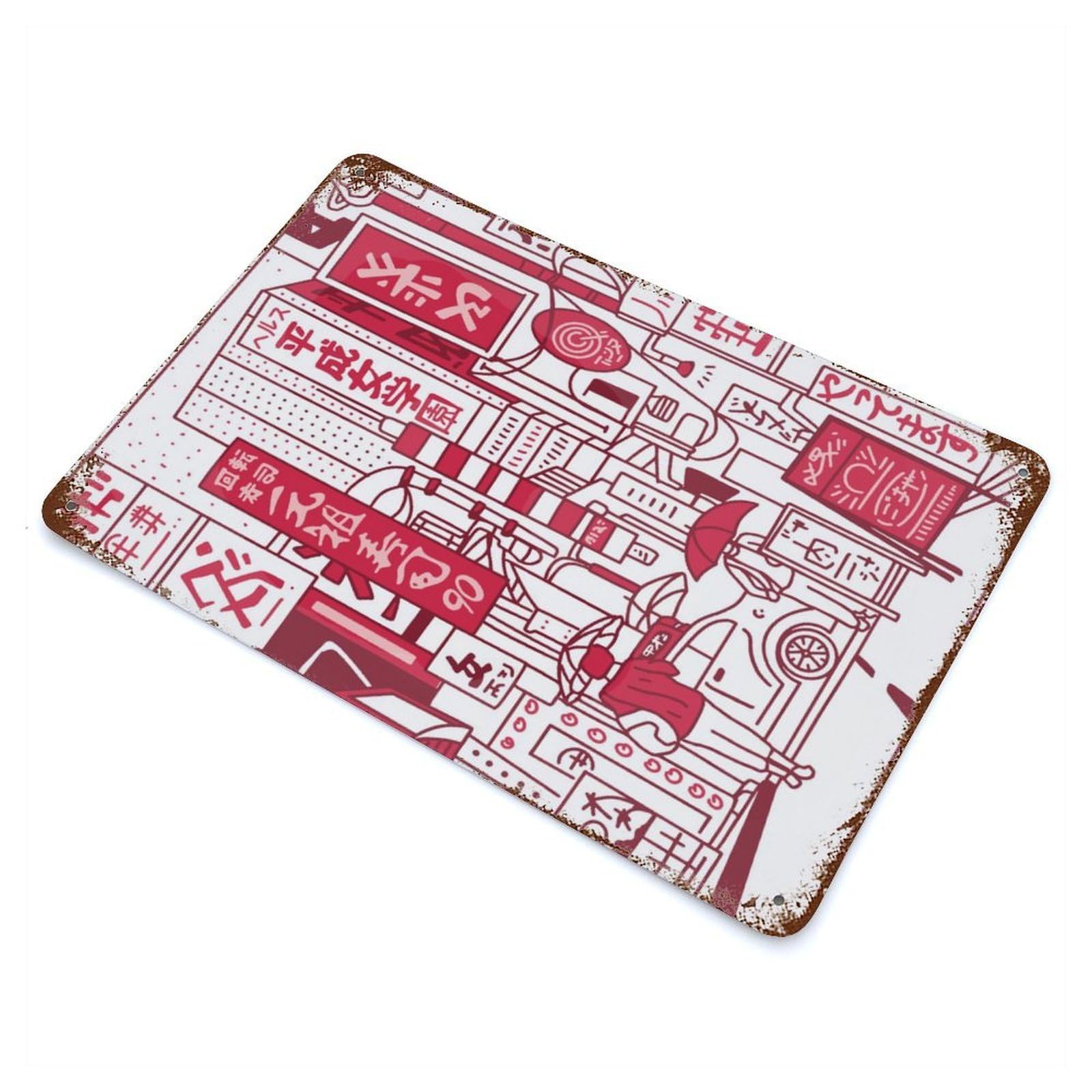 Tokyo Vaporwave Decorative Tin Sign 11.8"x7.9", Ideal for Basement, Hobby Room And Garage Decor