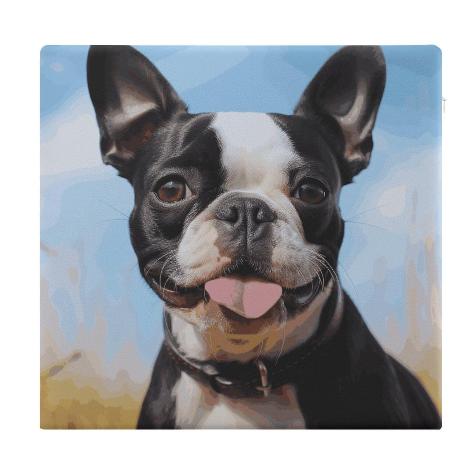 Coussin de sol de méditation au motif terrier de Boston pour un esprit zen