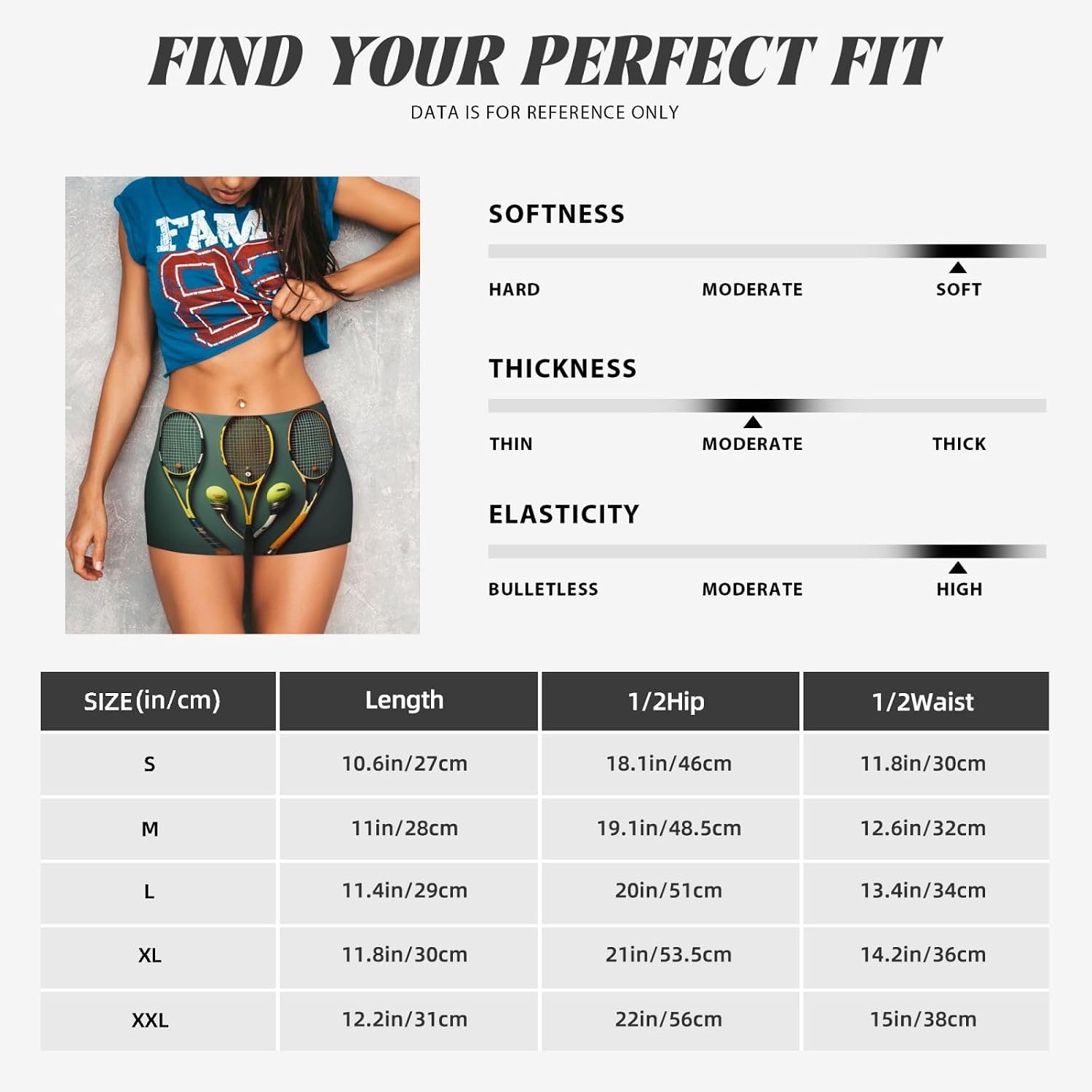 Women's Tennis Print Workout Shorts, High Waist, Polyester