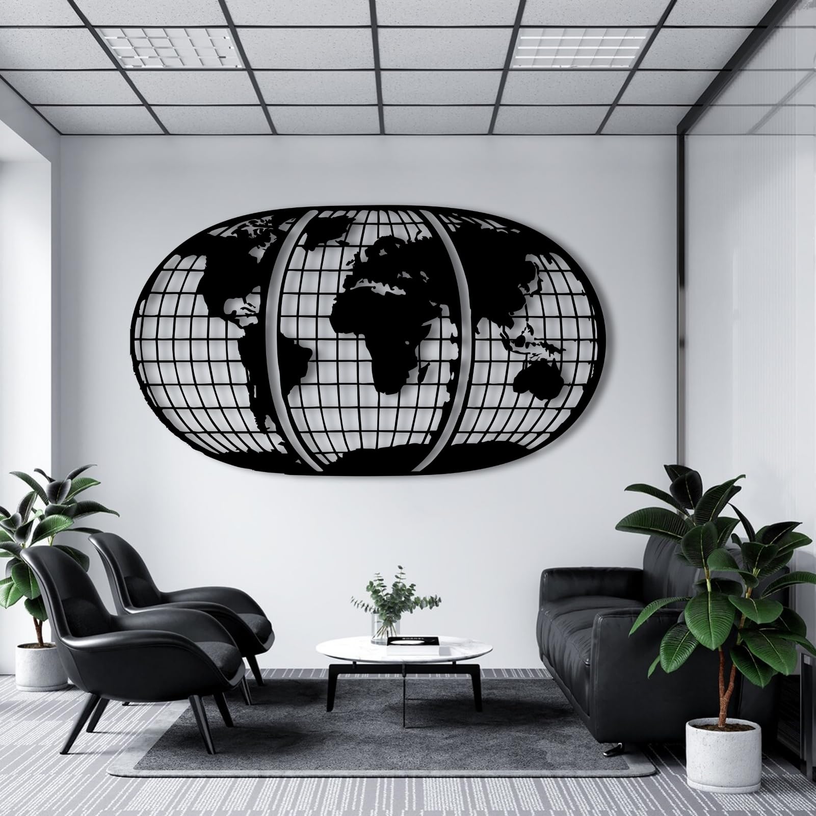 Metal World Map Wall Art, World Map Wall Decor, Globe Metal Wall Art, Modern Wall Decor, Wall Decorations for Living Room, Bedroom, Bathroom, Office (