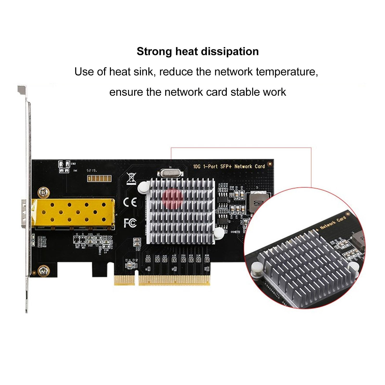 Tarjeta de Red PCIE de 10 GB, Puerto SFP único, Chip 82599EN