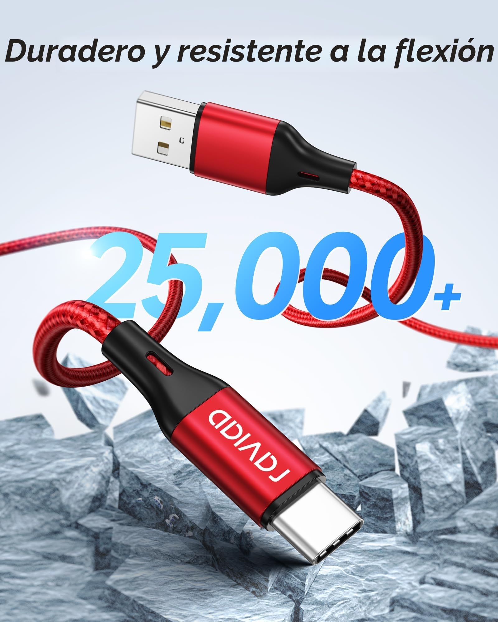 RAVIAD Cable USB C [3Pack 2M] Cable USB C Carga Rapida 3A Carga Rápida y Sincronización Nylon Cable Cargador Tipo C para iPhone 16 15 Pro Max, Galaxy S25 S24 S23 S22 S21 S20 A53, Huawei P60