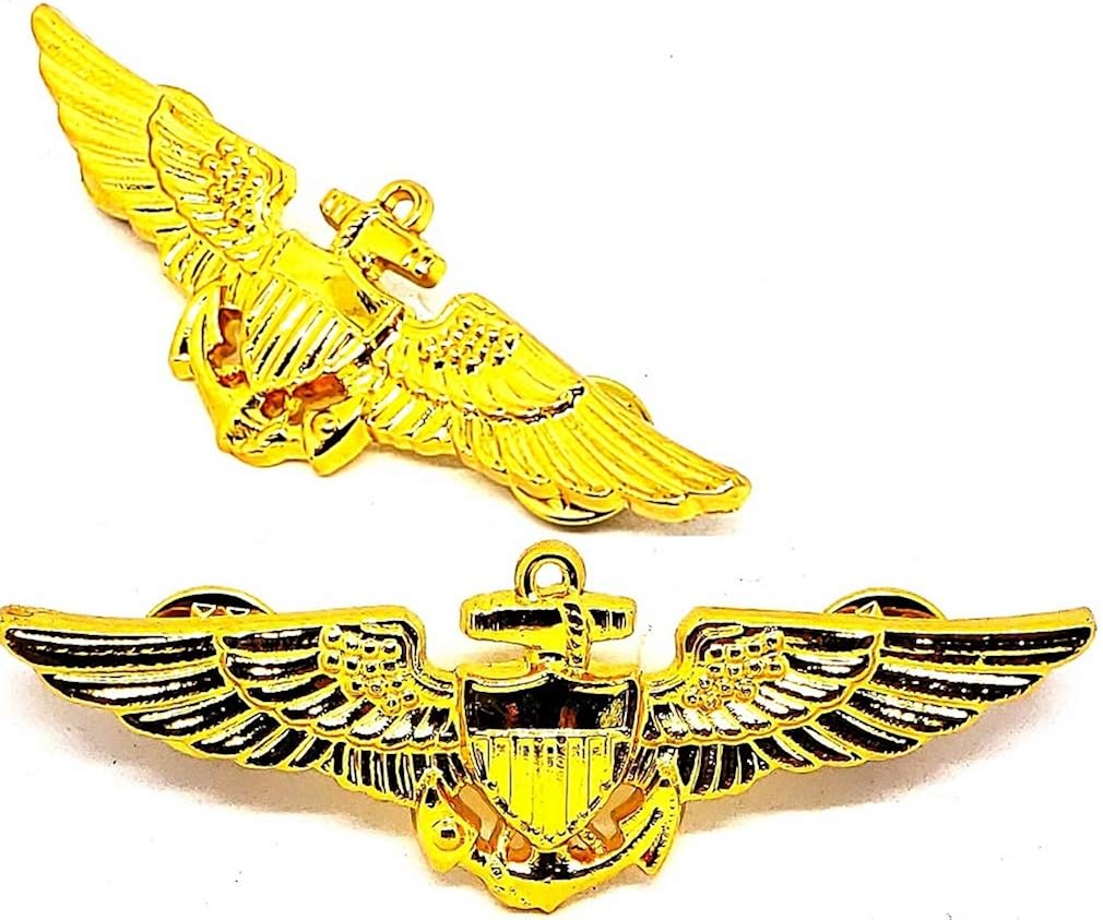 USN US NAVY Pilot Aviator Aviation Wing Badge GOLD PLATED