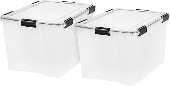 Iris usa 74 qt storage box with gasket seal lid, 2 pack…