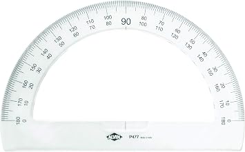 ALVIN P477, 8 Semicircular Protractors, 0.09 Thick Clear Plastic, School or Drafting Use