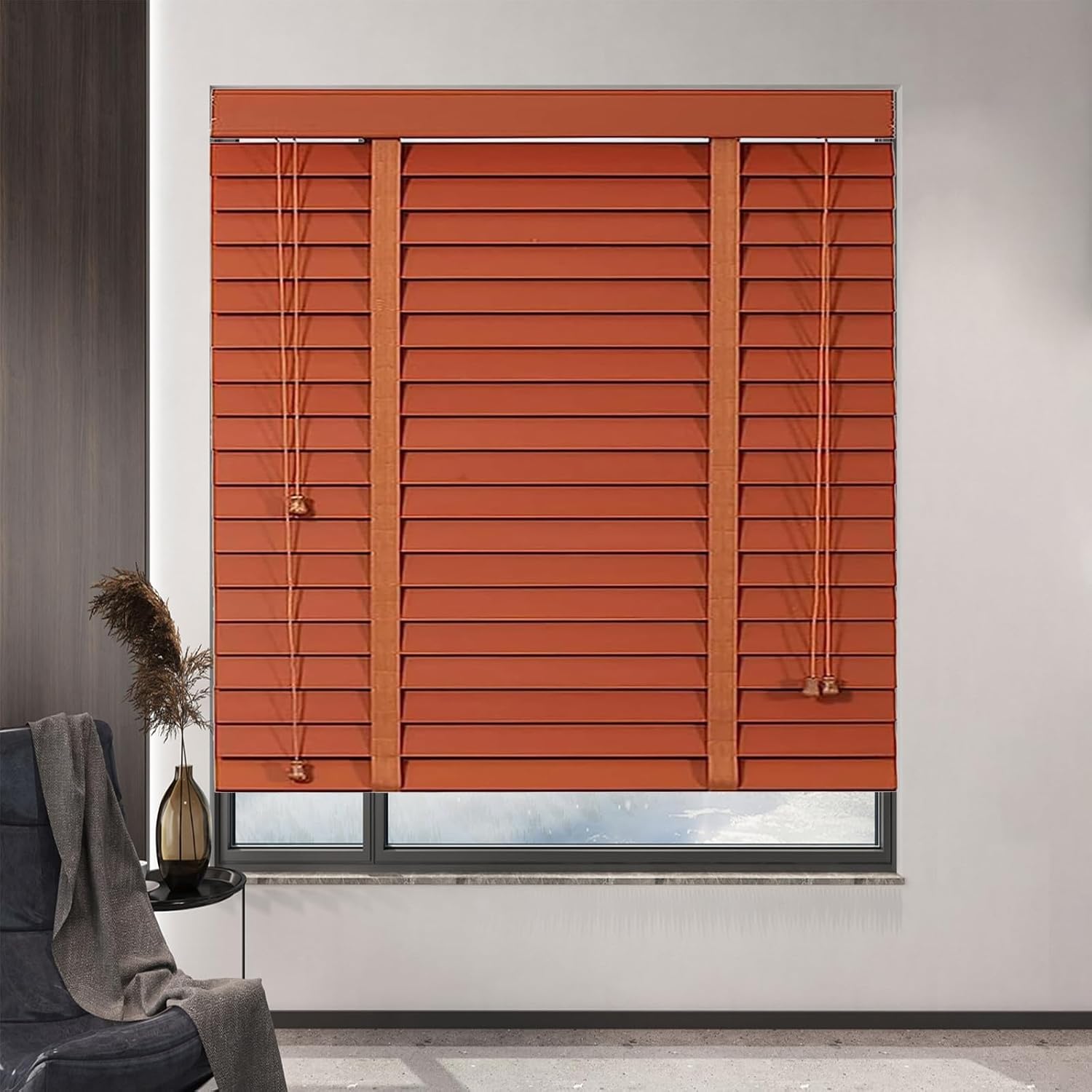 Venetian Blinds Wooden Window Blinds Natural Solid Wood Blinds Light Filtering Blinds Blackout/Heat Insulation Solid Wood Venetian Shades for Kitchen,Office,Bathroom,Bedroom-120x160cm/47.2x63in(WxH)